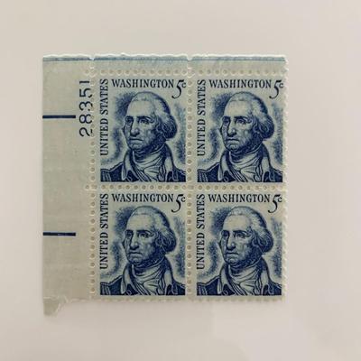 1966 5c Prominent Americans: George Washington Stamp Plate Block