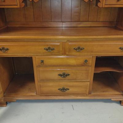Vintage Wooden Sideboard with China Hutch Top