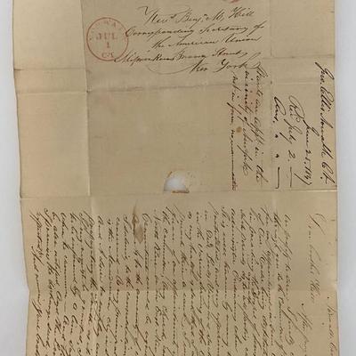 1847 Stampless letter - First Day of Postage