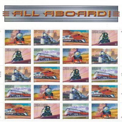 All Aboard! 20th Century American Trains Stamp Set