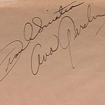 Ava Gardner and Frank Sinatra signature slip 