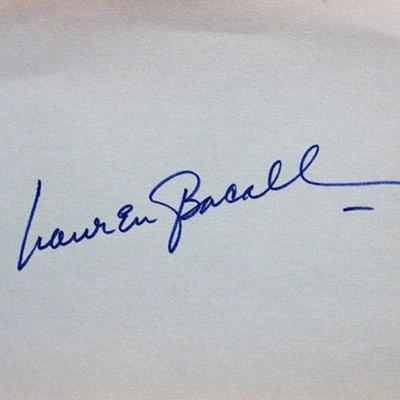 Lauren Bacall signature slip