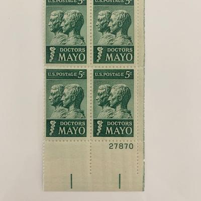 1964 5c Doctors Mayo Stamp Plate Block