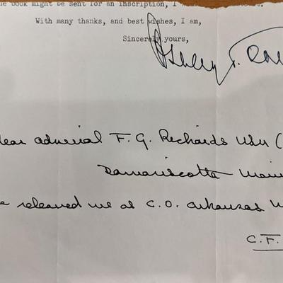 WW2 Admiral F.G. Richards Original Signature