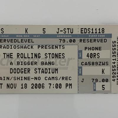 Rolling Stones ticket Dodger Stadium 11/18/06