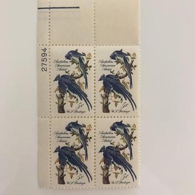 1963 5c John James Audubon Plate Block Stamps