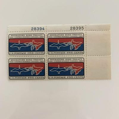 1966 5c Migratory Bird Treaty Plate Block of Stamps