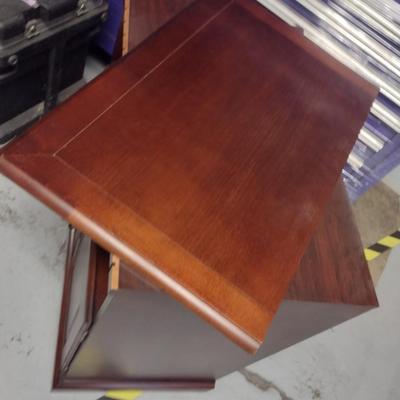 Wood Finish Media Stand with Swiveling Top- Approx 27 1/2" x 17" x 31" Tall