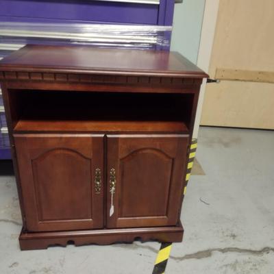 Wood Finish Media Stand with Swiveling Top- Approx 27 1/2" x 17" x 31" Tall