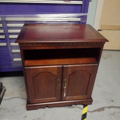 Wood Finish Media Stand with Swiveling Top- Approx 27 1/2" x 17" x 31" Tall
