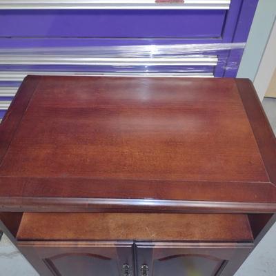 Wood Finish Media Stand with Swiveling Top- Approx 27 1/2" x 17" x 31" Tall