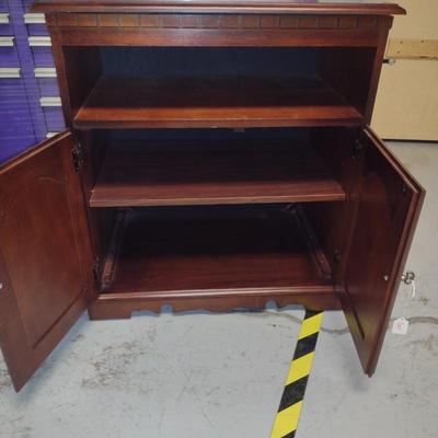 Wood Finish Media Stand with Swiveling Top- Approx 27 1/2" x 17" x 31" Tall