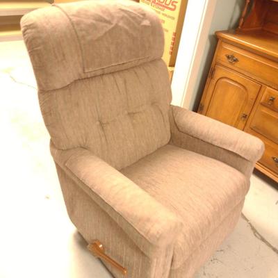 Sale Photo Thumbnail #2878: La-Z-Boy Upholstered Rocking Reclining Chair- Approx 31 3/4" Wide