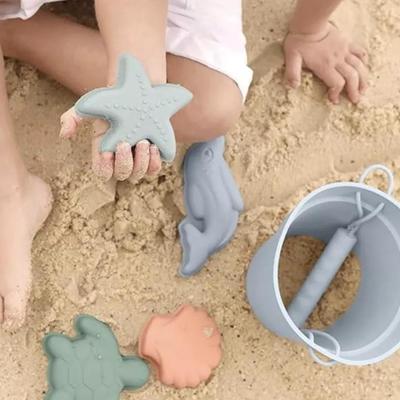 Willow + Sim Sharkskin Blue Silicone Kids Beach or Garden Bath Toy Set