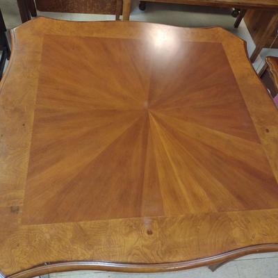 Wooden Game Table with Four Upholstered Rolling Chairs