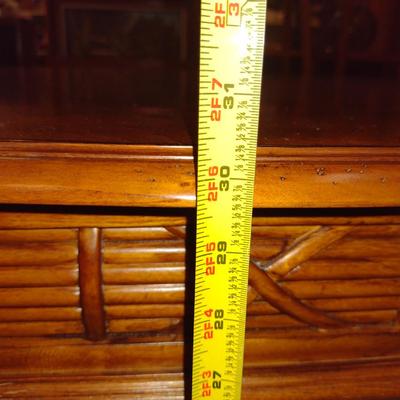 Sale Photo Thumbnail #2005: Wooden Game Table with Four Upholstered Rolling Chairs.  Table is approx 39 1/2" square, 30 1/2" tall.  Chairs are made by Flexsteel Industries.  One chair has a loose leg that needs to be tightened.