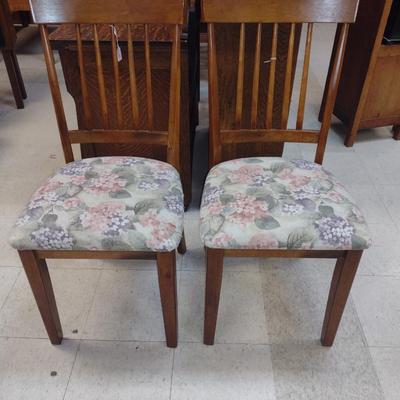 Pair or Wood Framed Chairs with Upholstered Seats