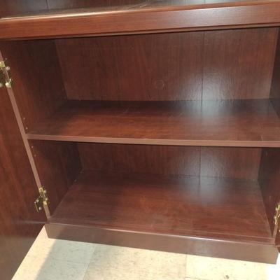 Wood Finish Bookcase with Enclosed Storage- Approx 30" x 12" x 71" Tall