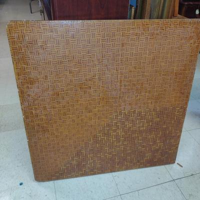 Sale Photo Thumbnail #2892: Vintage Wooden Table with Folding Legs- Approx 30" Square.  Corners are damaged- please see all pictures for condition.