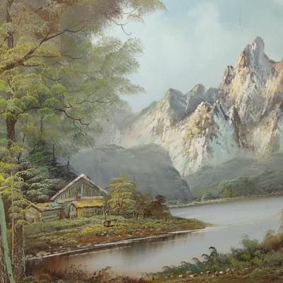 Framed Landscape Painting on Canvas- Signed by Artist- Approx 44" x 32 1/2"