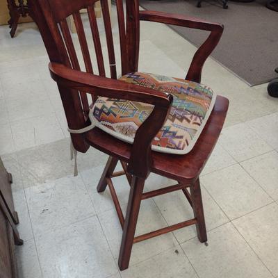 Rotating Wooden Bar Stool- Approx 23" Wide