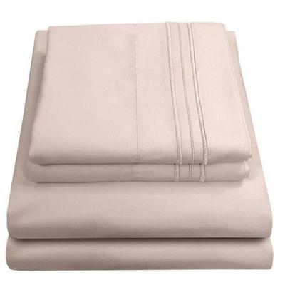 Size Twin Beige 3-Piece 1800 Thread Count Microfiber Sheet Set SH Collection