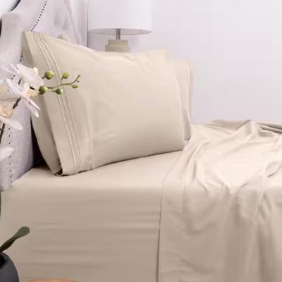 Size Twin Beige 3-Piece 1800 Thread Count Microfiber Sheet Set SH Collection