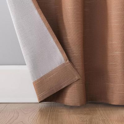 One Panel Archaeo Total Blackout Textured Linen Blend Grommet Top Curtain Panel in Brown