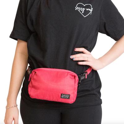 Sassy Woof - Woof Pack Fanny Pack Bag for Treats, Waste Bag Dispenser, Keys & Phone in Merlot Red