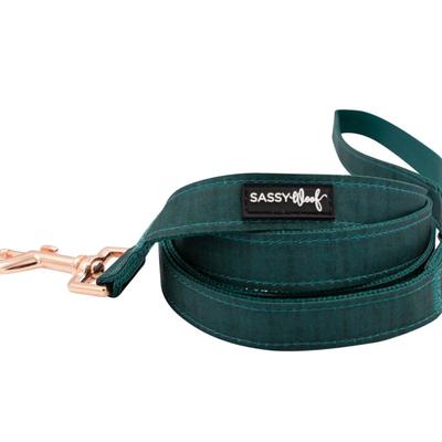 Sassy Woof 5' Dog Leash w/Sturdy D-Ring & 360 Degree Swivel Clasp in Forest Green & Rose Gold Hardware