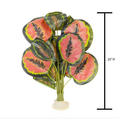 Aquaglobe 20" Red Calathea Silk Plant - Fresh Water, Salt Water & Reptile Use