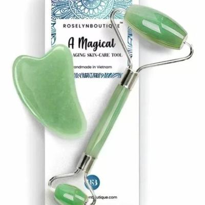 Roselyn Boutique Jade Roller Gua Sha Skin Massager Skincare Tool for Wrinkles