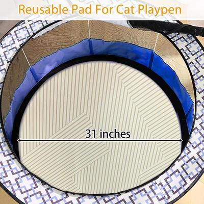 2 Pack Neutral Tan Striped Round Reusable Washable Pee Pads for Dogs, Cats or Small Animals Bunny Playpen Pad Couch Protector Whelping...