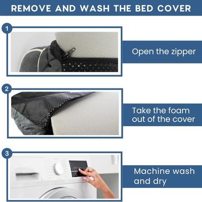 Gray Plush Orthopedic Dog Bed w/Side Bolster Support Pillows Couch for Dogs Pets Cats w/Memory Foam, Anti-Slip Bottom Machine Washable...