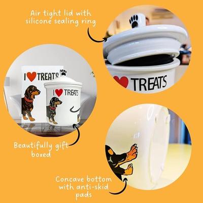 Brand New Ceramic Dog Treat Jar for Dachshund or Weiner Dogs - Cute Dachshund Decor