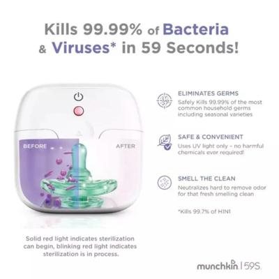 New Munchkin 59S Mini Sterilizer Portable UV Sanitizer White