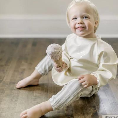 Willow + Sim Long Sleeve Washable Baby Bob w/Food Catcher in Parchment White