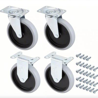 Rubbermaid® 5" Swivel and Rigid Plate Caster Kit with Hardware Utility Wheels