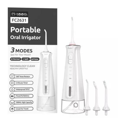 M-teeth Water Flosser Cordless, Dental Oral Irrigator with 3 Modes, 4 Jet Tips
