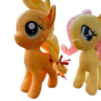 Lot of 4 x My Little Pony Series 9” Stuffed Toys - Apple Jack, FlutterShy, Pinkie Pie & Rarity Unicorn Small stain on Pinkie Pie’s foot.