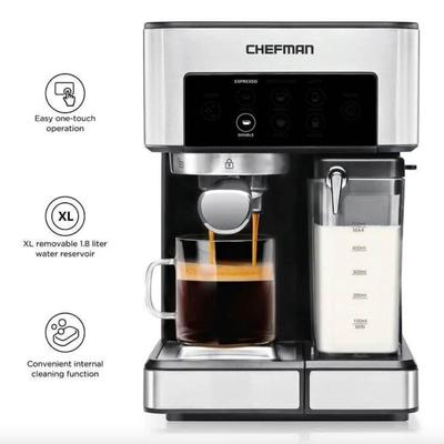 A - Chefman 1.8L Barista Pro Espresso Machine in Stainless Steel Finish