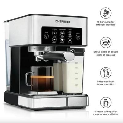 A - Chefman 1.8L Barista Pro Espresso Machine in Stainless Steel Finish