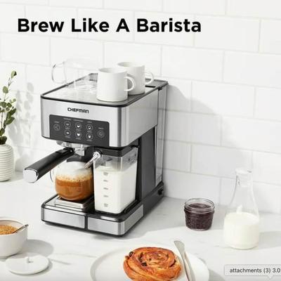 A - Chefman 1.8L Barista Pro Espresso Machine in Stainless Steel Finish