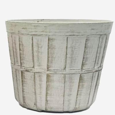 17 x White & Gold Brushed Plastic Bushel Basket Planter Pot 7” x 5.75”