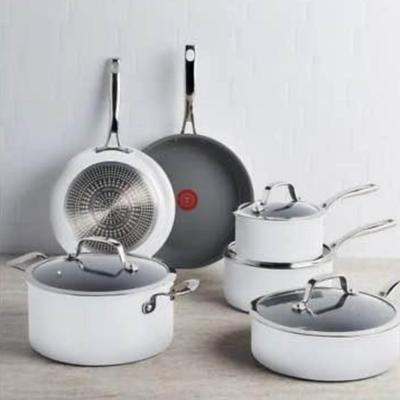 B - T-fal Excellence Ceramic Non-Stick Cookware Set, 10-Piece - White