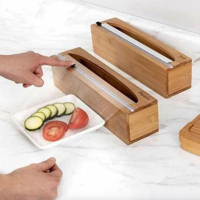 A - Seville Classics Bamboo Food Wrap Dispenser 2-piece Set