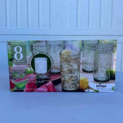 C - Tritan 8-piece Green Unbreakable Tumbler Set, 23 fl. oz Each