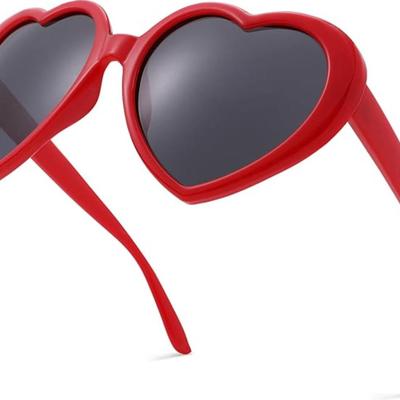 Polarized Red Heart Shaped Sunglasses Retro Fashion Large Frame Lovely Style with UV400 Protection