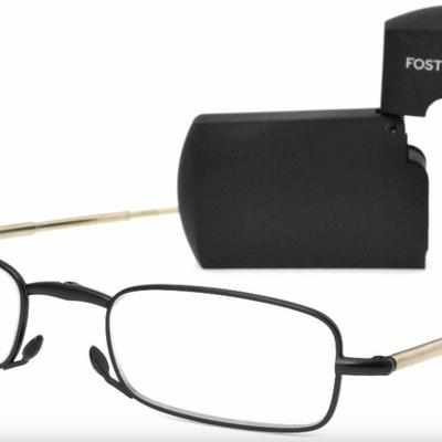 Foster Grant +3.25 Gideon Folding Reader Glasses with Case in Gunmetal