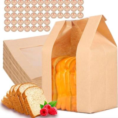 50 Pack Paper Bread Bags For Homemade Bread, Large Brown Paper Sourdough Bag with Window for Loaf Food Packaging Storage